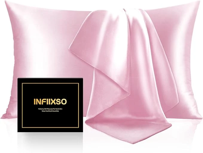 Environmentally Friendly INFIIXSO Silk Pillow Cases 2 Pack Standard Size Ultra Smooth Soft Mulberry Artisan