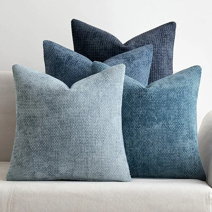 High-Quality MIULEE Pack of 4 Couch Throw Pillow Covers 24x24 Inch Neutral Blue Soft Reusable