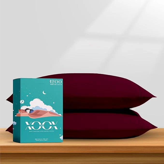 World-Class XOOX Linen Egyptian Cotton Queen Pillow Cases Set of 2 Easy-to-Use