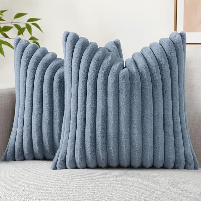 Artisan decorUhome Cozy Faux Fur Throw Pillow Covers 24x24 Set of 2 Decorative Soft Secure