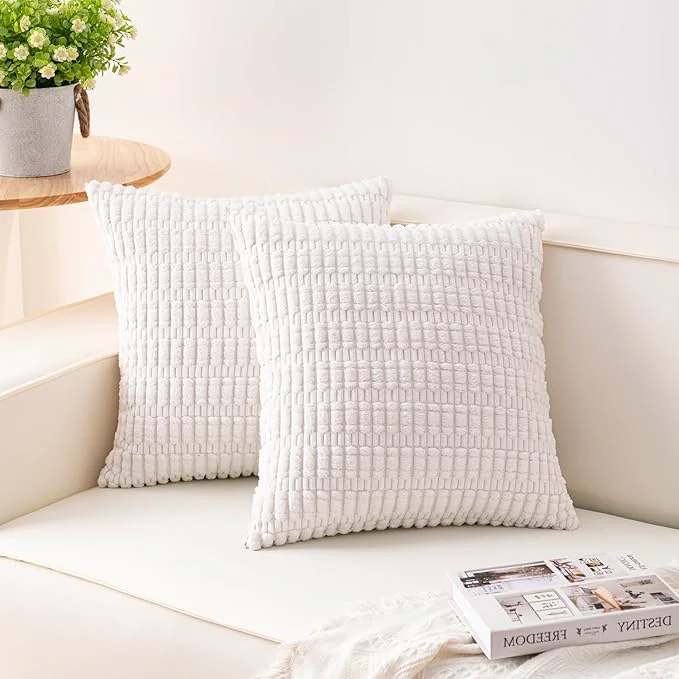 Effective Aegero Pack of 2 Corduroy Decorative Throw Pillow Covers 22x22 Inch Soft Green