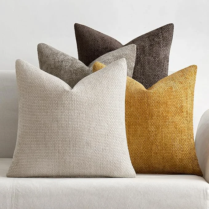 High-Performance MIULEE Pack of 4 Couch Throw Pillow Covers 20x20 Inch Neutral Gold Brown Soft Smooth