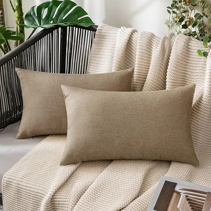 Lightweight MIULEE Pack of 2 Decorative Outdoor Solid Waterproof Throw Pillow Covers Faux High-Quality