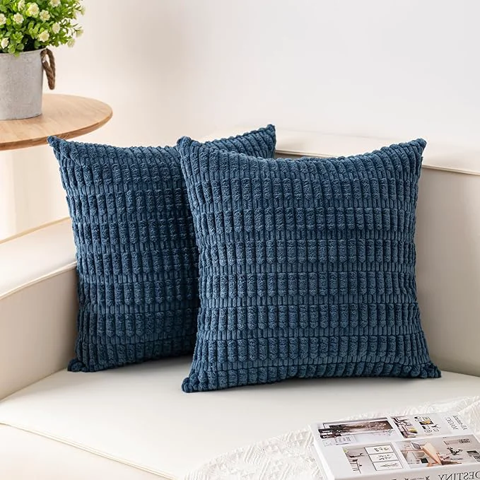 Trendy Aegero Pack of 2 Corduroy Decorative Throw Pillow Covers 18x18 InchSoft Boho Genuine