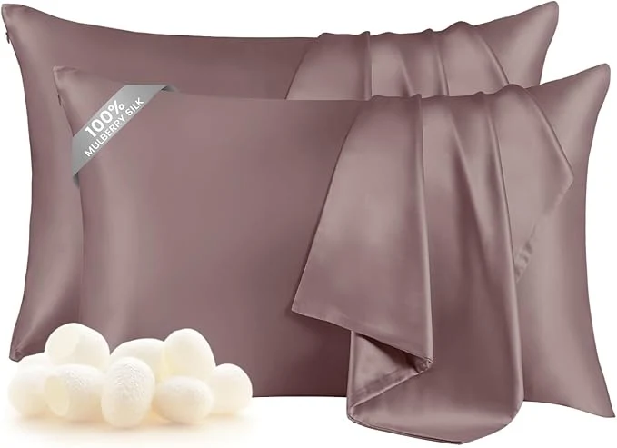 Powerful THXSILK Set of 2 Pure Mulberry 6A Silk Pillowcases Solid