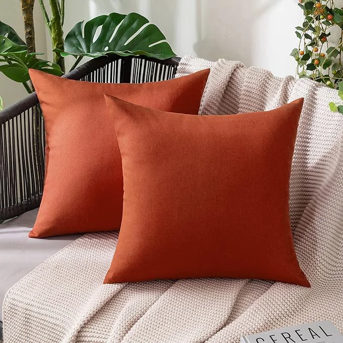 Certified MIULEE Pack of 2 Decorative Outdoor Solid Waterproof Throw Pillow Covers Faux Green