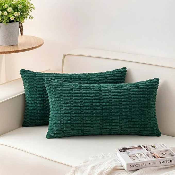 Lightweight Aegero Pack of 2 Corduroy Decorative Throw Pillow Covers 12x24 Inch Soft Consistent