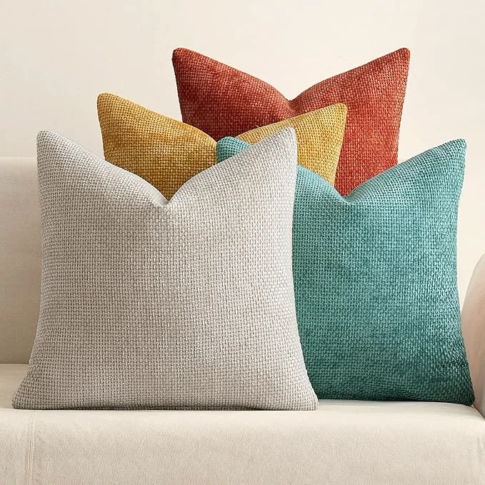 Safe MIULEE Pack of 4 Couch Throw Pillow Covers 18x18 Inch Neutral Orange Teal Soft Green