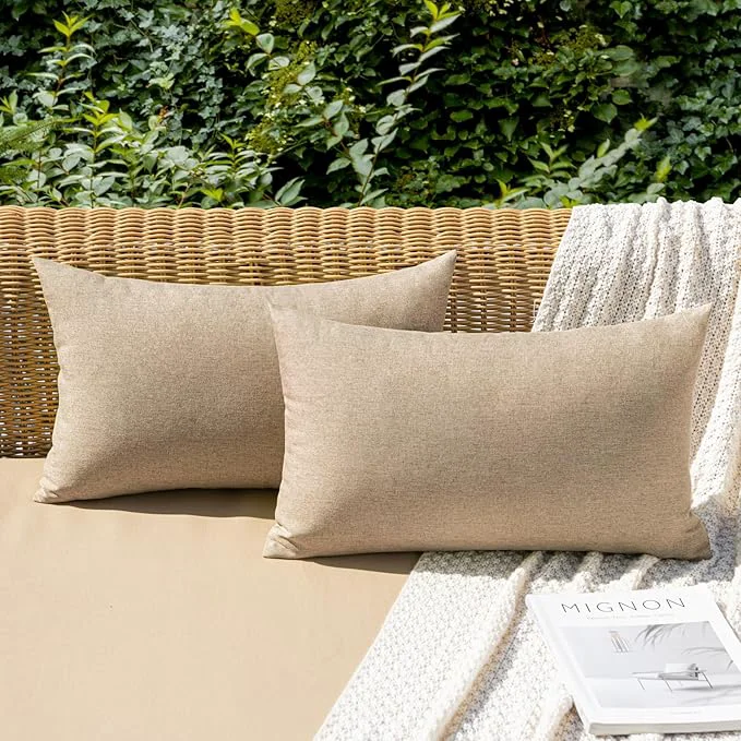 High-Quality MIULEE Pack of 2 Decorative Outdoor Solid Waterproof Throw Pillow Covers Faux Pure