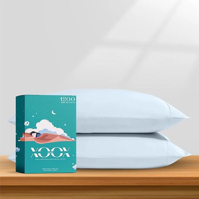 Healthy XOOX Linen Egyptian Cotton King Pillow Cases Set of 2 Efficient
