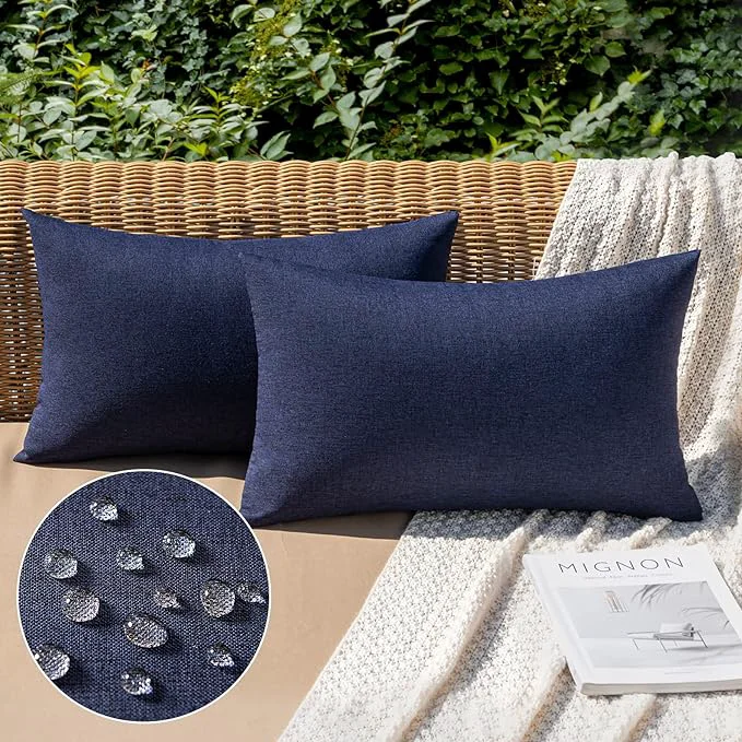 World-Class MIULEE Pack of 2 Decorative Outdoor Solid Waterproof Throw Pillow Covers Faux Contemporary
