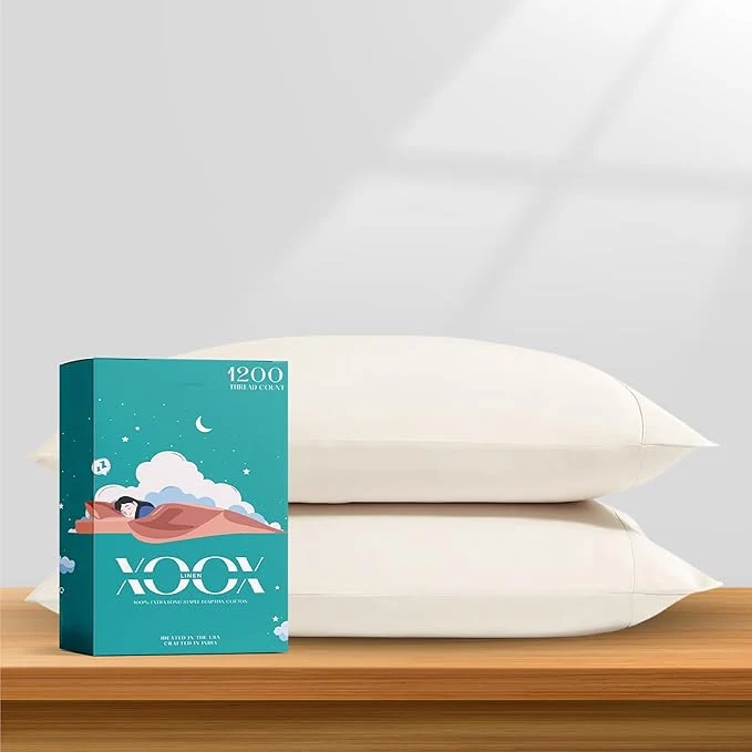 Efficient XOOX Linen Egyptian Cotton King Pillow Cases Set of 2 Next-Generation