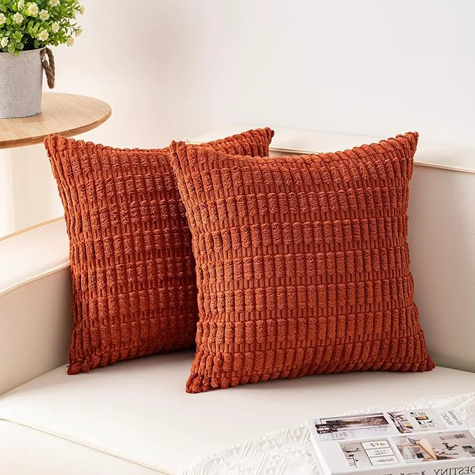 Easy-to-Use Aegero Pack of 2 Corduroy Decorative Throw Pillow Covers 20x20 InchSoft Boho Expertly Made