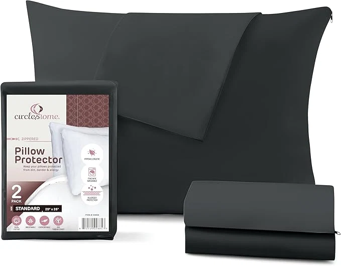 Unique CirclesHome Pillow Protectors 2 Pack Standard Zippered Green
