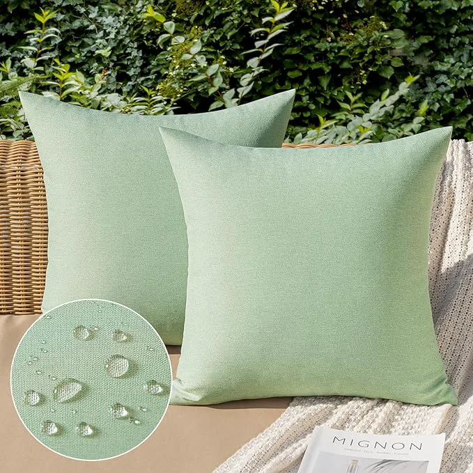 Fine Crafted MIULEE Pack of 2 Decorative Outdoor Solid Waterproof Throw Pillow Covers Spring Natural