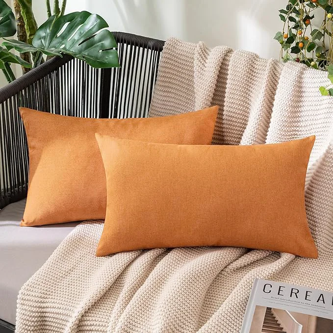Contemporary MIULEE Pack of 2 Decorative Outdoor Solid Waterproof Throw Pillow Covers Faux Superior