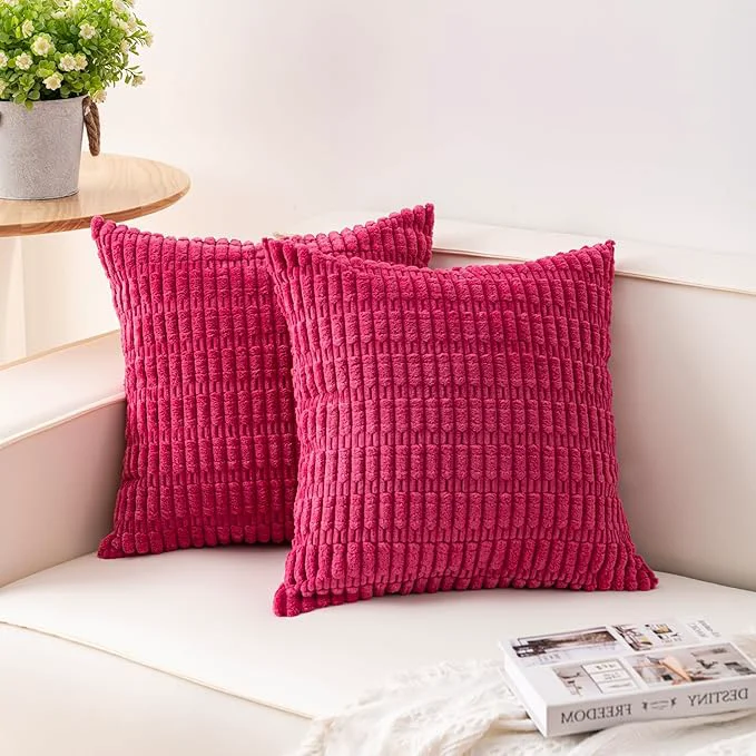 Natural Aegero Pack of 2 Corduroy Decorative Throw Pillow Covers 22x22 Inch Soft Original Design