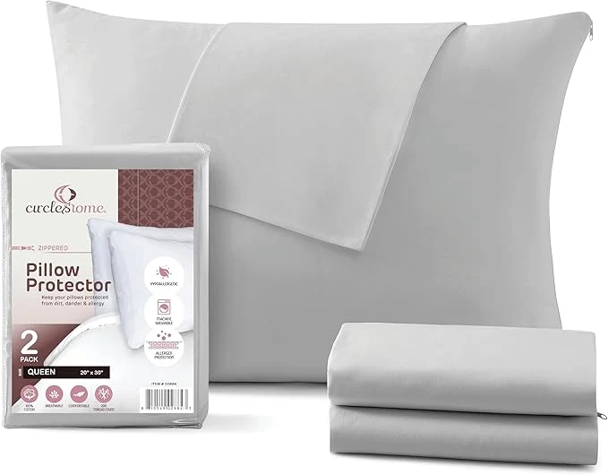 Superior CirclesHome Pillow Protectors 2 Pack Queen Zippered Eco-Friendly