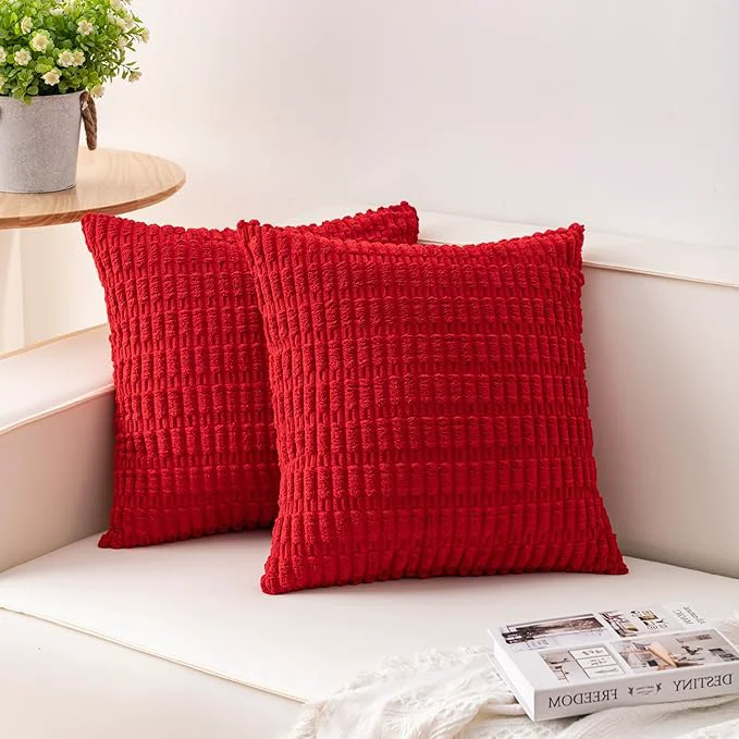 Professional Aegero Pack of 2 Christmas Red Corduroy Decorative Throw Pillow Covers 20x20 Specialty