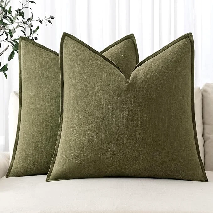 Superior MIULEE Decorative Linen Pillow Covers 18x18 Inch Green Boho Farmhouse Powerful