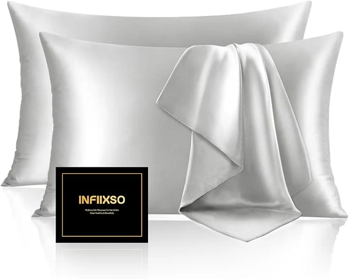 Durable INFIIXSO Mulberry Silk Pillow Cases King Size Set of 2 Silk Pillowcase Comfortable