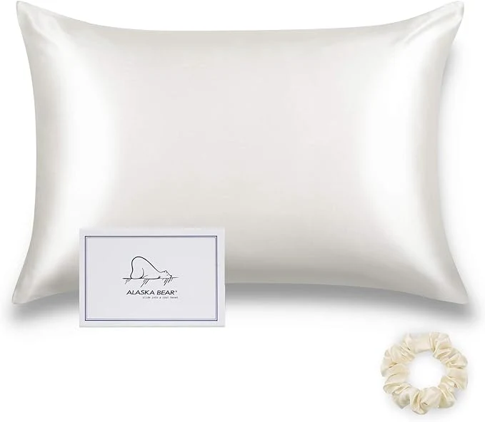 Minimalist ALASKA BEAR Silk Pillowcase Envelope Closure 22 Momme 100 Percent Long Overlap Fast