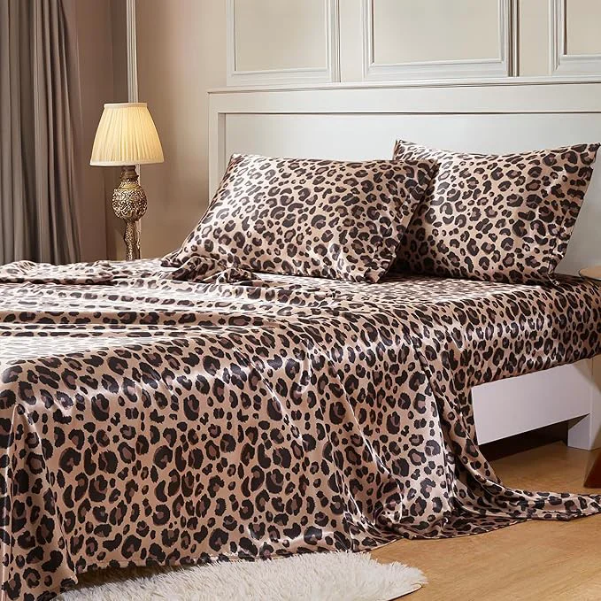 Functional MR HM Satin Bed Sheets with Elastic Corner Straps Full Size Sheets Set High-Grade