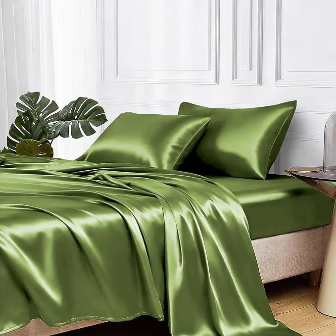 Superior MR HM Satin Bed Sheets Twin XL Size Sheets Set Clean