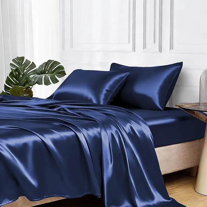 Eco-Friendly MR HM Satin Bed Sheets Twin Size Sheets Set Fine
