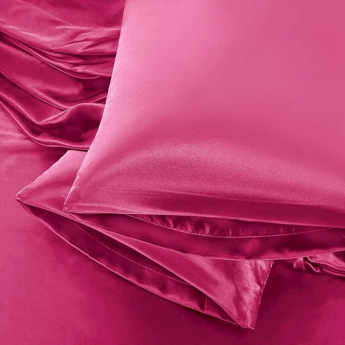 Natural Aormenzy Satin Pillow Cases for Women King Size Set of 2 Hot Pink Satin Reliable