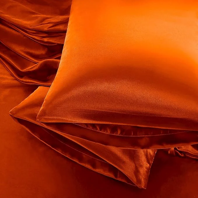Green Aormenzy Satin Pillow Cases for Women Standard Size Set of 2 Burnt Orange Secure