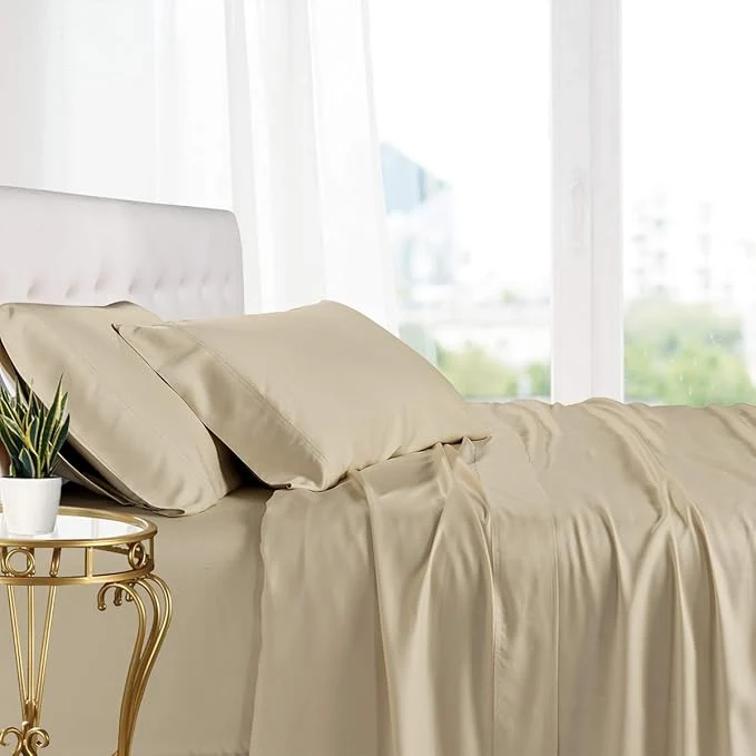 Elegant Royal Hotel Bedding Natural Viscose Made from Bamboo Sheets Soft Cooling Fast