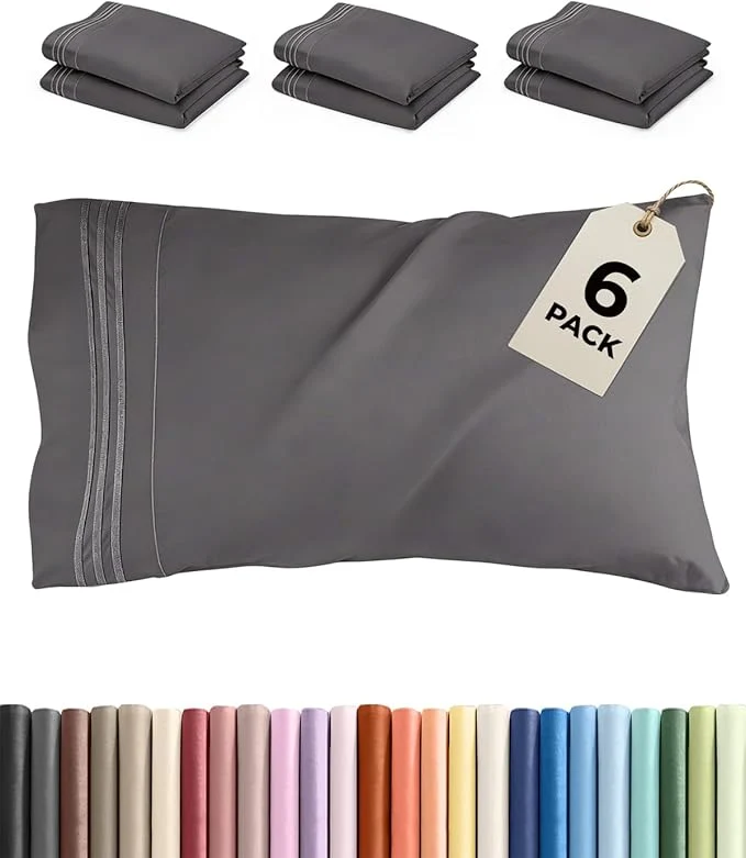 Soft Standard Pillow Cases Set of 6 Optimized