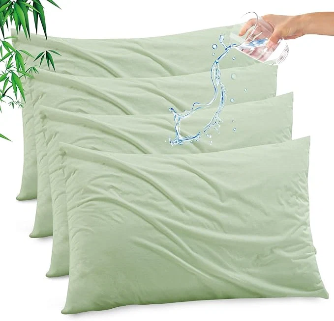 Secure Gogreen Bamboo Rayon Waterproof Pillow Protector Breathable Pillow Cover High-Performance