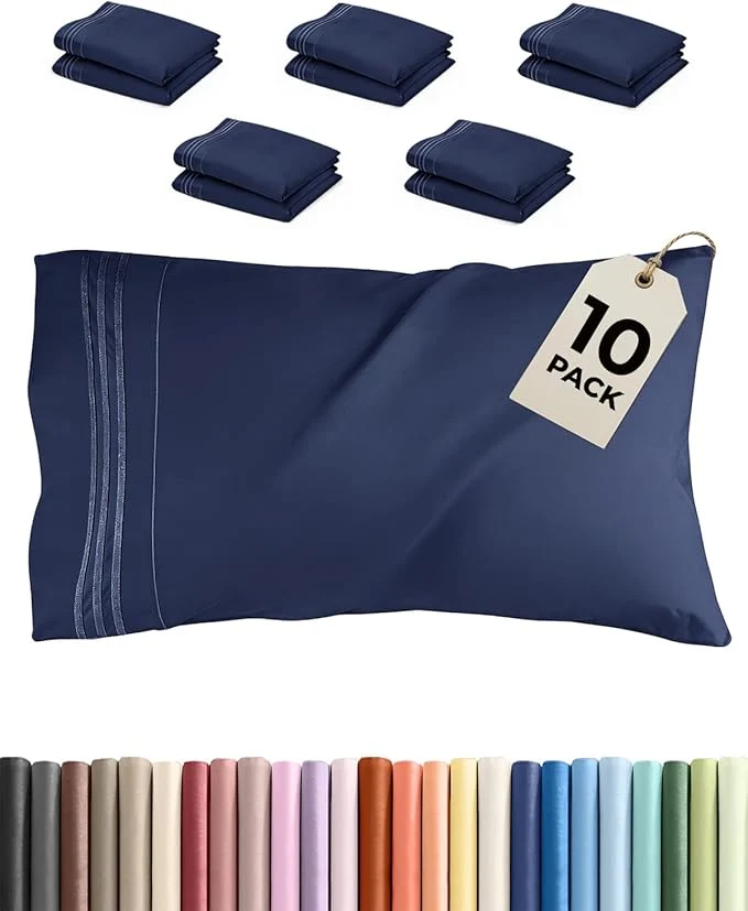 Premium Material Standard Pillow Cases Set of 10 Reusable