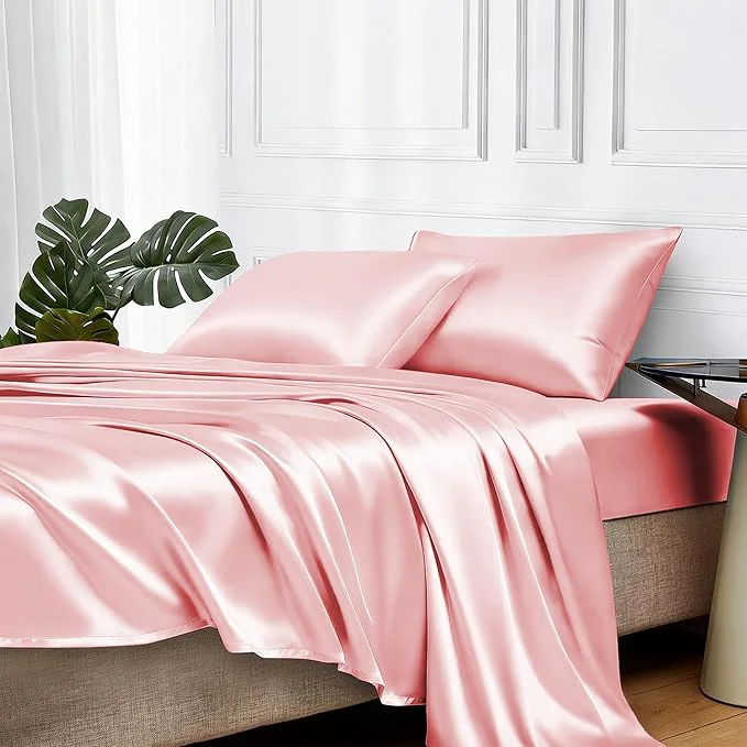 Powerful MR HM Satin Bed Sheets Queen Size Sheets Set Dependable