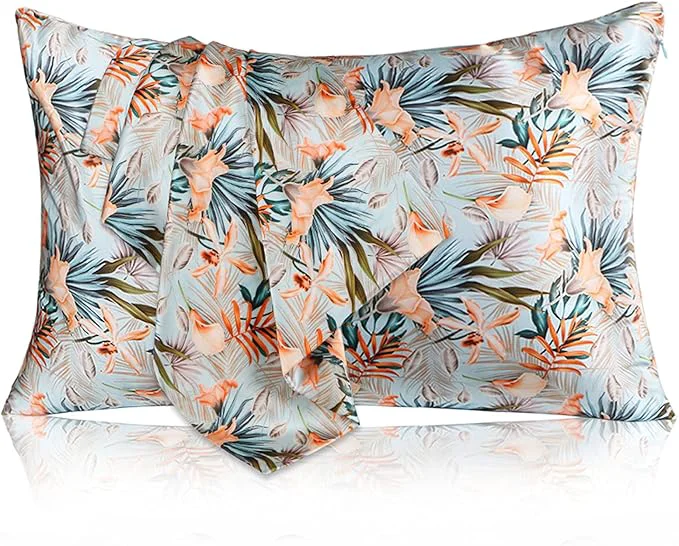 Casual MANSPHIL Tropical Silk Pillowcases Queen Size 22 Momme Mulberry Silk Official