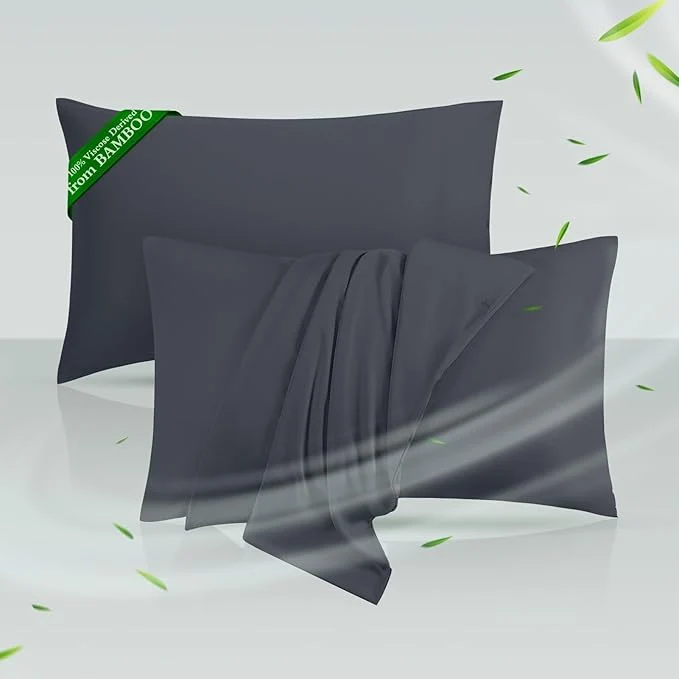 Relaxed Cooling Pillowcases Queen Size Set of 2 Viscose Derived from Bamboo First-Class