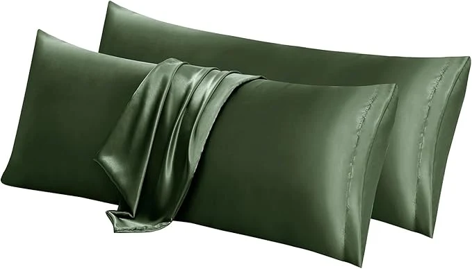 Fast Aormenzy Satin Body Pillow Cover Set of 2 20x54 Inches Woodland Green Body Practical