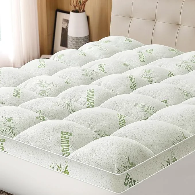 Top-Quality Mattress Topper Queen Size Viscose Derived from Bamboo Thick Soft Pillow Top Environmentally Friendly