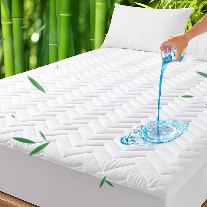 Official Unilibra King Size Waterproof Mattress Pad Rayon Made from Bamboo Quilted Unique
