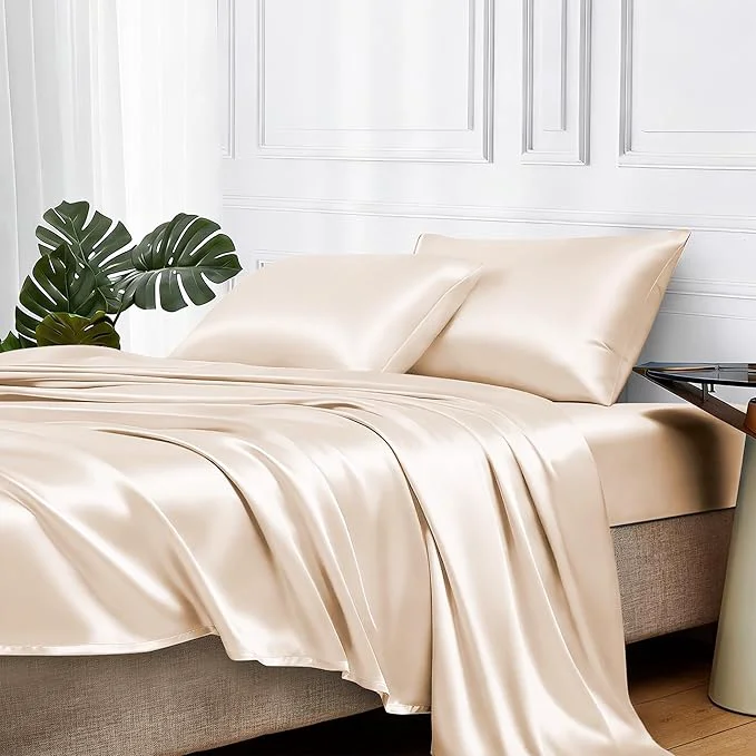 Refined MR HM Satin Bed Sheets Twin XL Size Sheets Set Prestigious