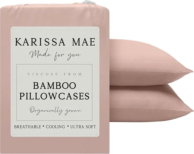Breathable Karissa Mae Cooling Bamboo Viscose Standard Size Pillowcase Set Fine