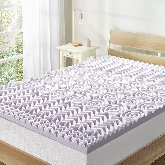 High-Performance Mellow 2 Inch 5-Zone Memory Foam Mattress Topper Soothing Lavender Infusion Premium Material