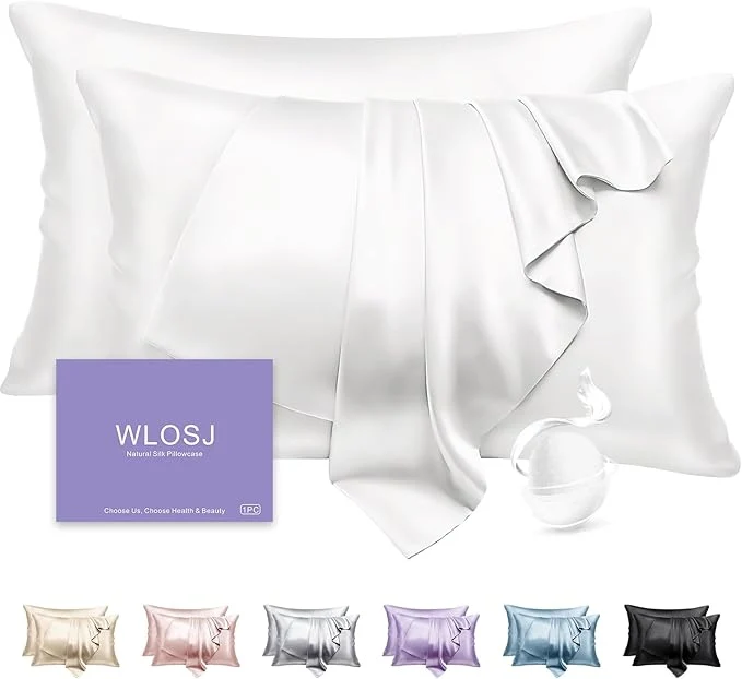 Solid Silk Pillow Cases 2 Pack Standard Size Mulberry Silk Pillowcase Set of 2 Fashionable