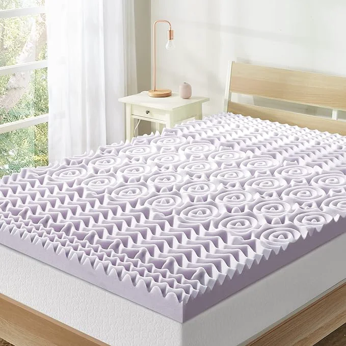 Detailed Mellow 3 Inch 5-Zone Memory Foam Mattress Topper Soothing Lavender Infusion Stylish
