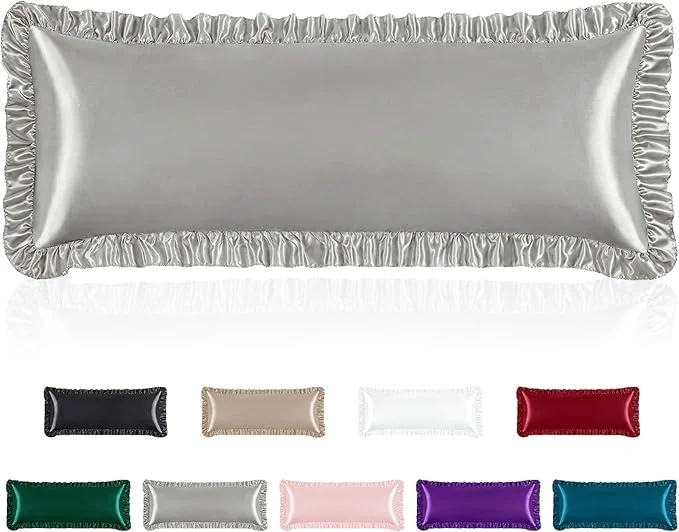 Organic Homiest Ruffle Satin Body Pillow Cover Silky Satin Body Pillowcase Pure