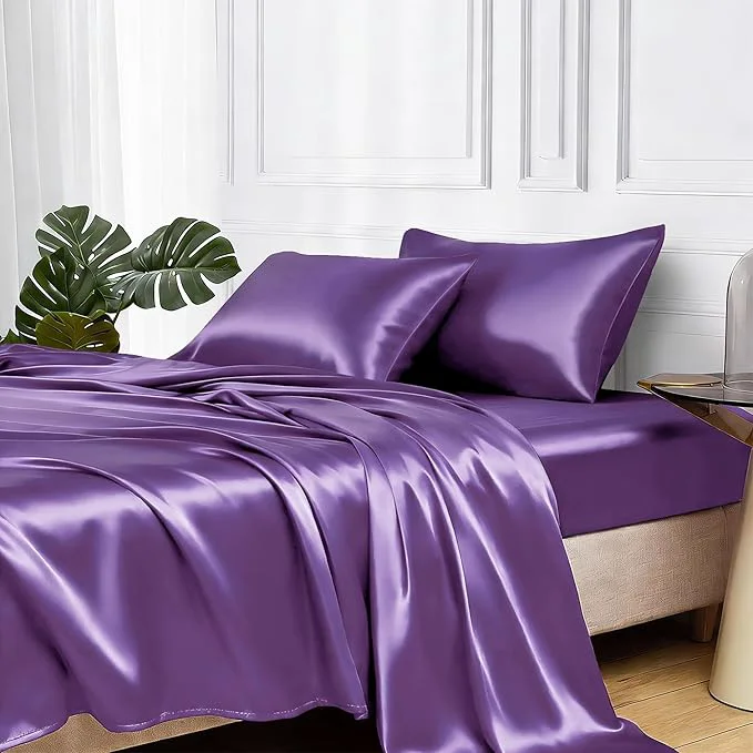 Exclusive MR HM Satin Bed Sheets Queen Size Sheets Set Organic