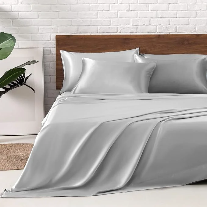 Relaxed MR HM Satin Bed Sheets Queen Size Sheets Set Fashionable