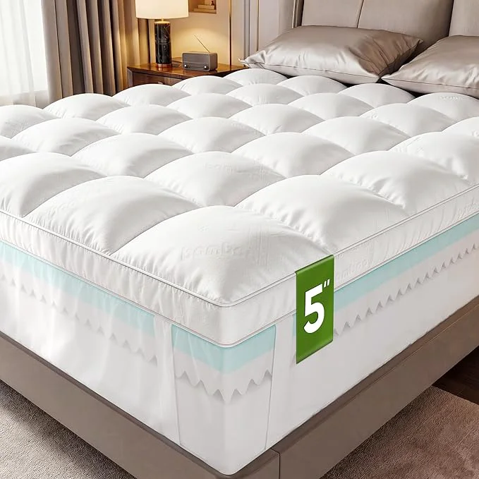 Natural 5 Inch Twin XL Mattress Topper Memory Foam Mattress Toppers-2.5 Cooling Gel Soft
